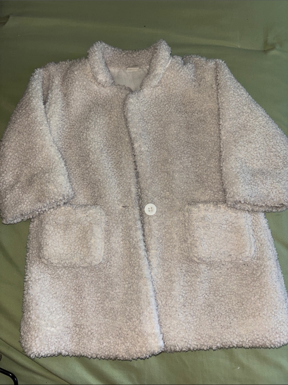 SHEIN Cream Plush Sherpa Pea Coat for Kids
